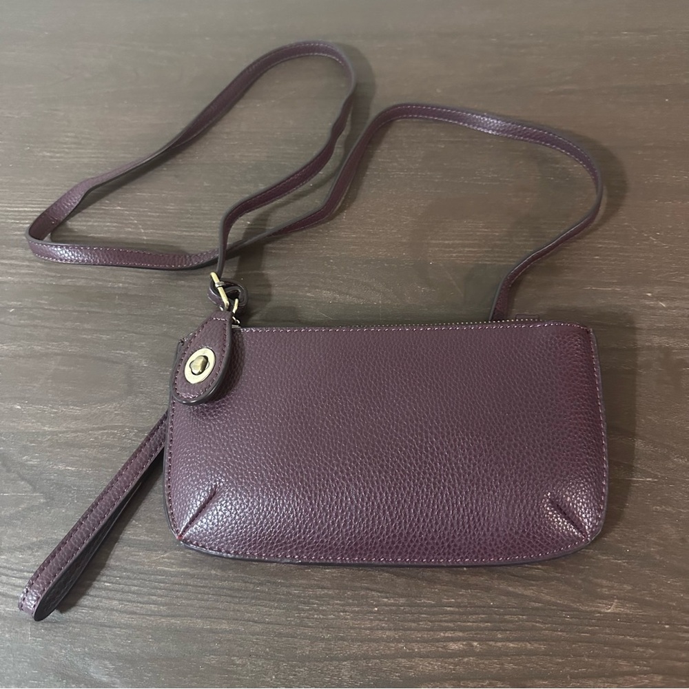 Joy Susan Purple Pebbled Crossbody Wristlet Wallet Clutch Bag